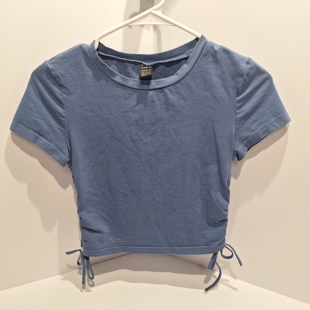 SHEIN Blue Crop Top with Side Ties